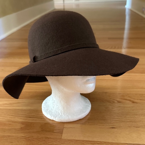 Wool Felt Brown Floppy Hat Round Womens - Picture 1 of 11